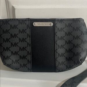 Michael Kors Black and Gray Monogram Shoulder Bag